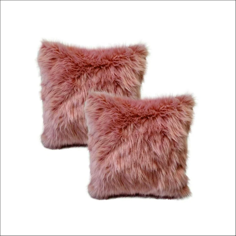 Kit x 2 Fundas Cojines Peluche Largo Palo de Rosa