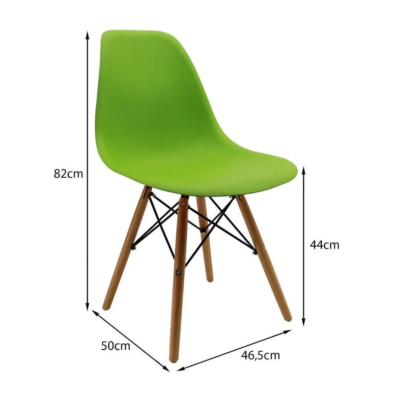 Kit por 2 Sillas Eames Patas en Madera para Comedor, Sala, Restaurante - Verde