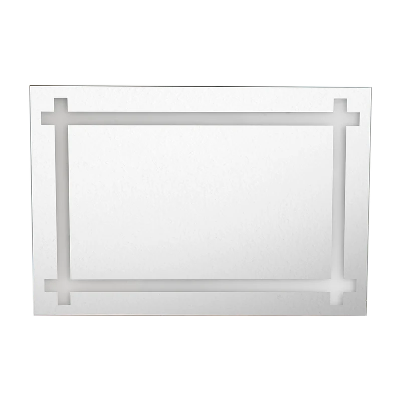 Espejo Rectangular Broni, Gris, con Diseño en Sandblasting