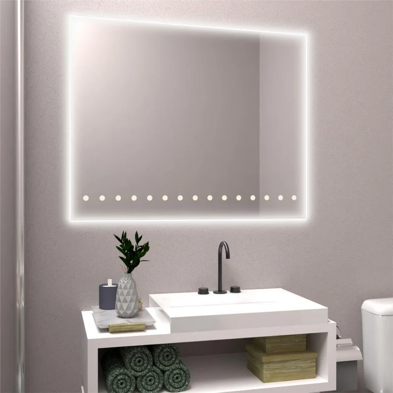 Espejo Rectangular Osiris, Gris, con Luz LED