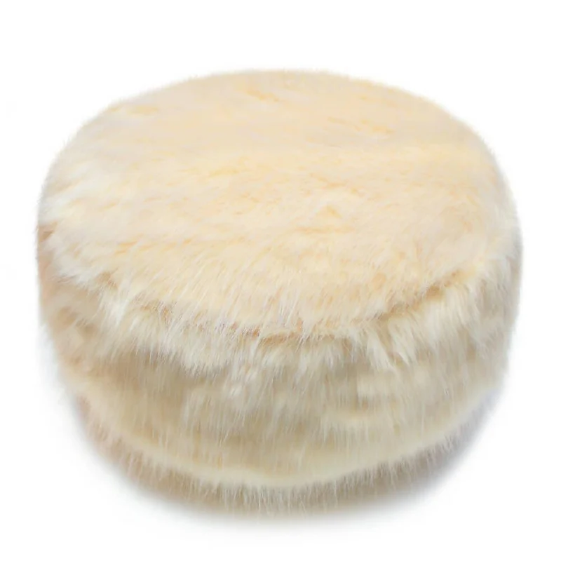 Puff Descansapies Reposapiés en Peluche Crema