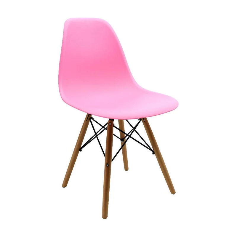 Silla Eames Patas en Madera para Comedor, Sala, Restaurante - Rosada