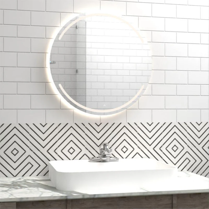 Espejo Circular Dallas, Gris, con Luz LED - Sensor