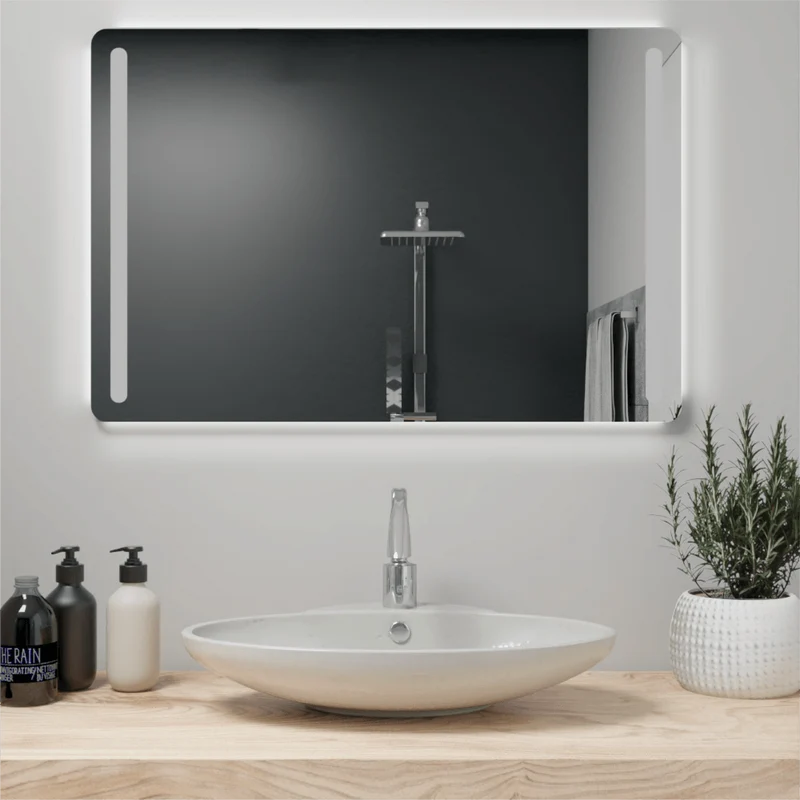Espejo Rectangular Broni, Gris, con Luz LED
