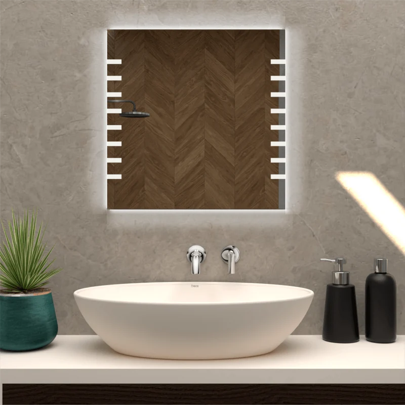 Espejo Cuadrado Cairo, Gris, con Luz LED