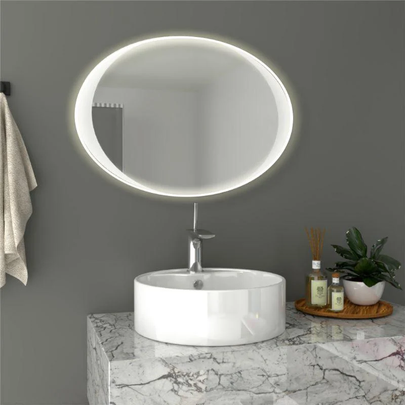 Espejo Ovalado Varese, Gris, con Luz LED