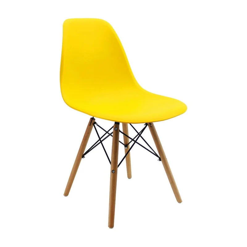 Silla Eames Patas en Madera para Comedor, Sala, Restaurante - Amarilla