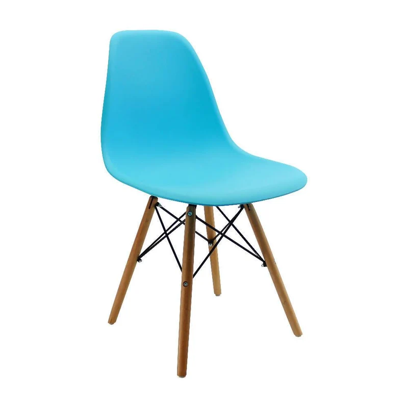 Kit por 2 Sillas Eames Patas en Madera para Comedor, Sala, Restaurante - Azul