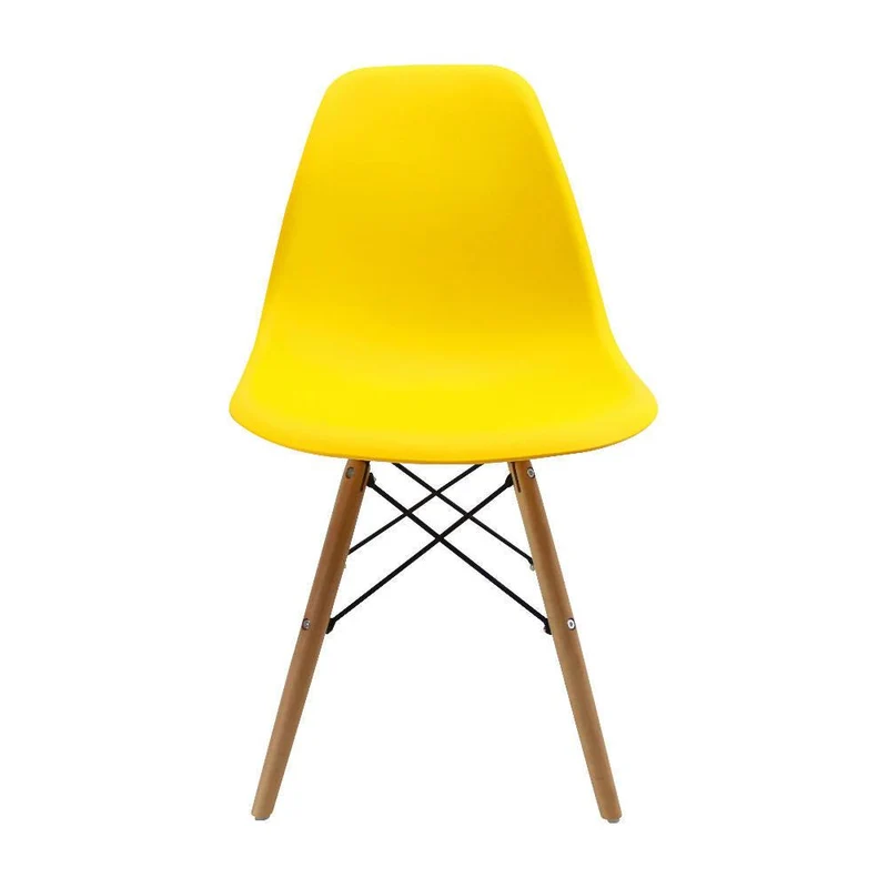 Kit por 2 Sillas Eames Patas en Madera para Comedor, Sala, Restaurante - Amarilla