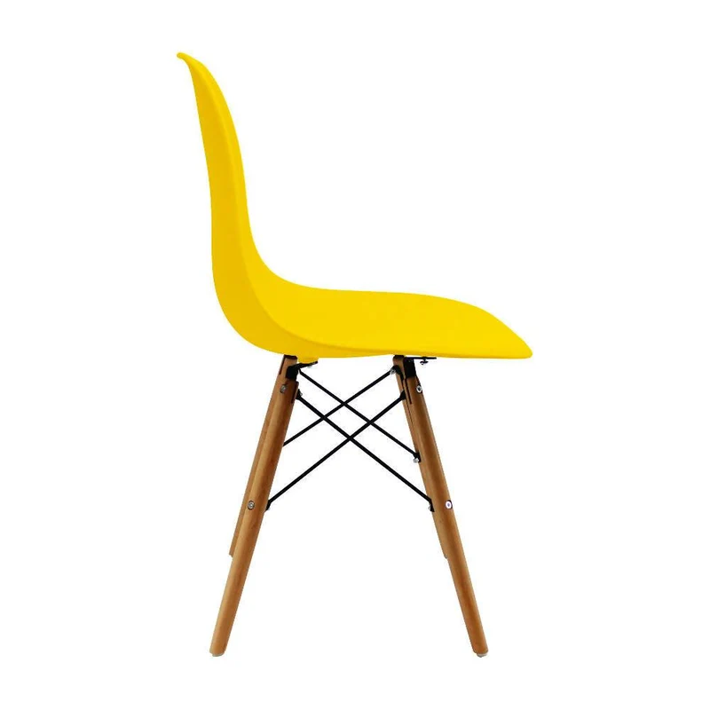 Kit por 2 Sillas Eames Patas en Madera para Comedor, Sala, Restaurante - Amarilla