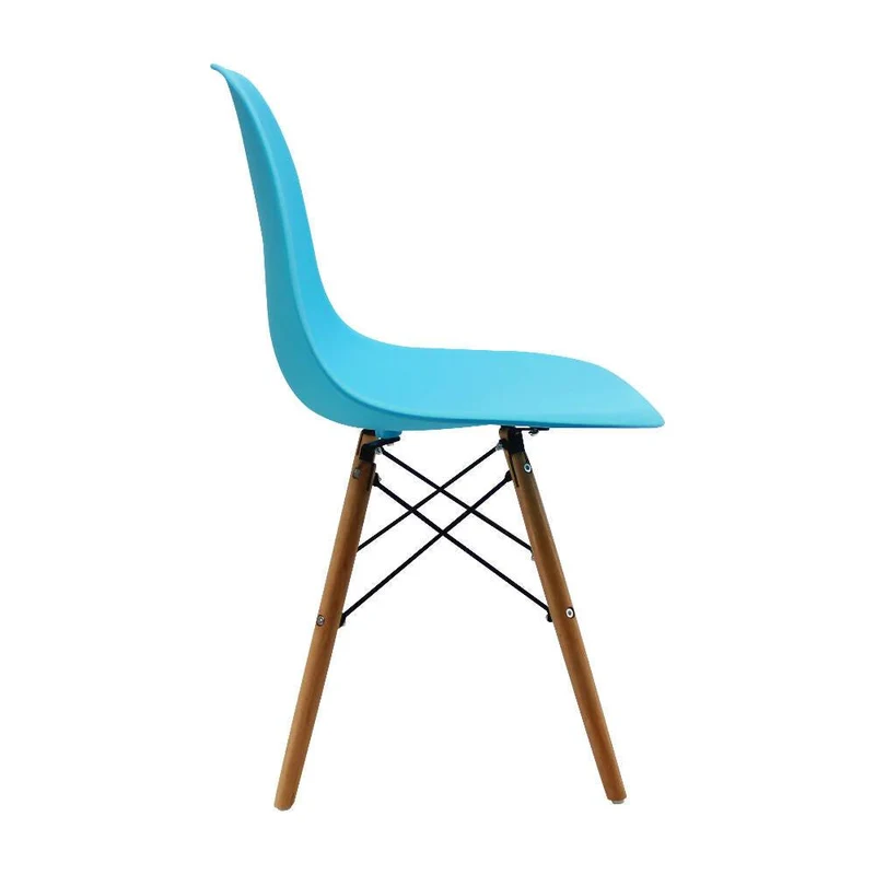 Kit por 6 Sillas Eames Patas en Madera para Comedor, Sala, Restaurante - Azul