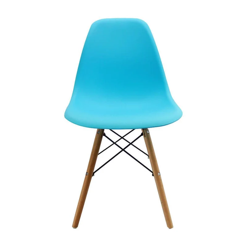 Kit por 6 Sillas Eames Patas en Madera para Comedor, Sala, Restaurante - Azul