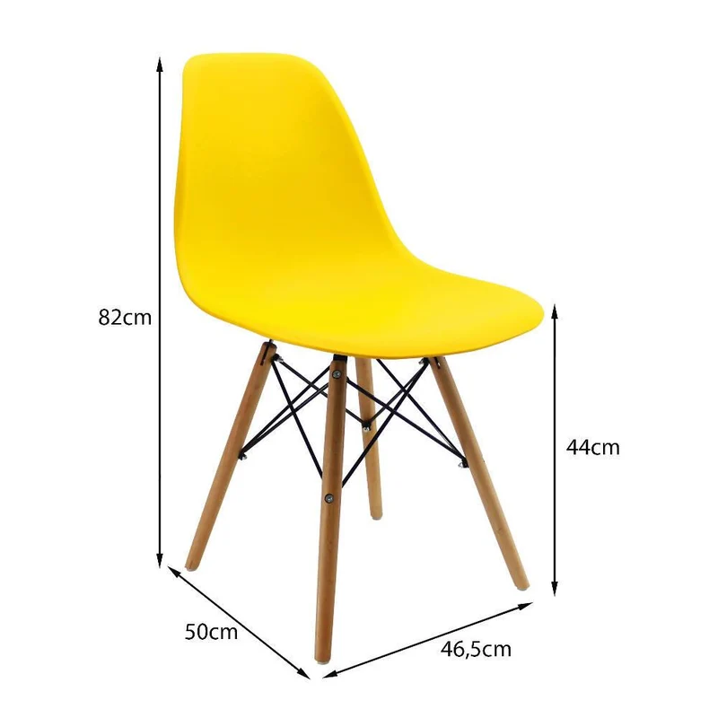 Kit por 4 Sillas Eames Patas en Madera para Comedor, Sala, Restaurante - Amarillas