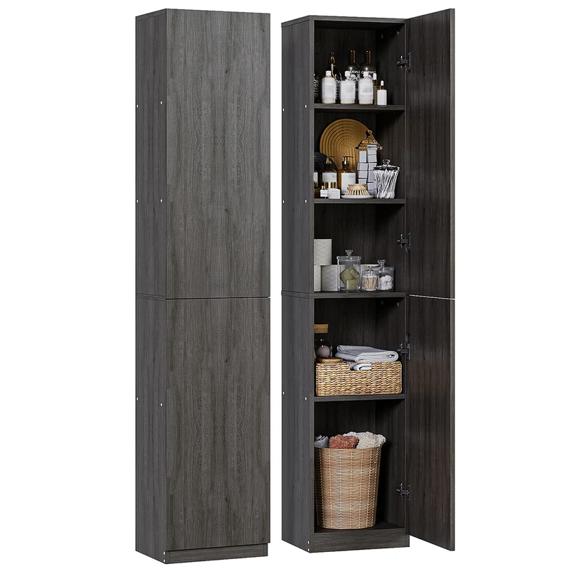 Gabinete Alto y Estrecho Multiusos con Puertas – 5 Compartimentos