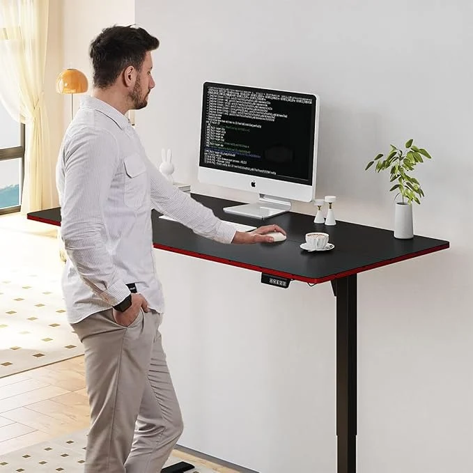 Escritorio Eléctrico Ajustable 120x60 cm | Escritorio Gamer y de Oficina con Panel de Fibra de Carbono
