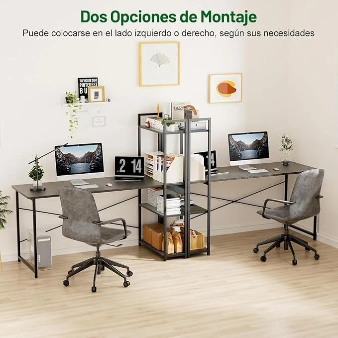 Escritorio Minimalista de Madera 120×60 cm con Repisas | Escritorio de Oficina XXL para Hogar u Oficina