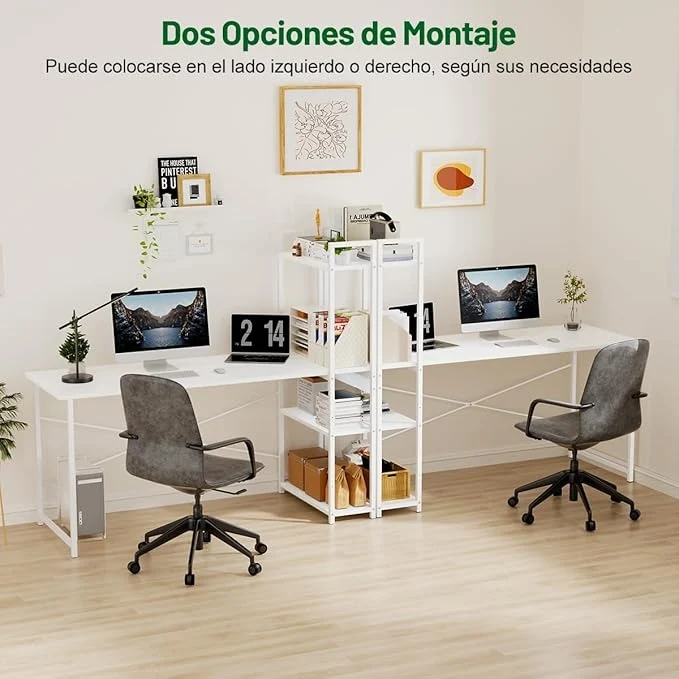 Escritorio Minimalista de Madera 120×60 cm con Repisas | Escritorio de Oficina XXL para Hogar u Oficina