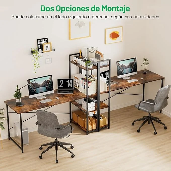 Escritorio Minimalista de Madera 120×60 cm con Repisas | Escritorio de Oficina XXL para Hogar u Oficina