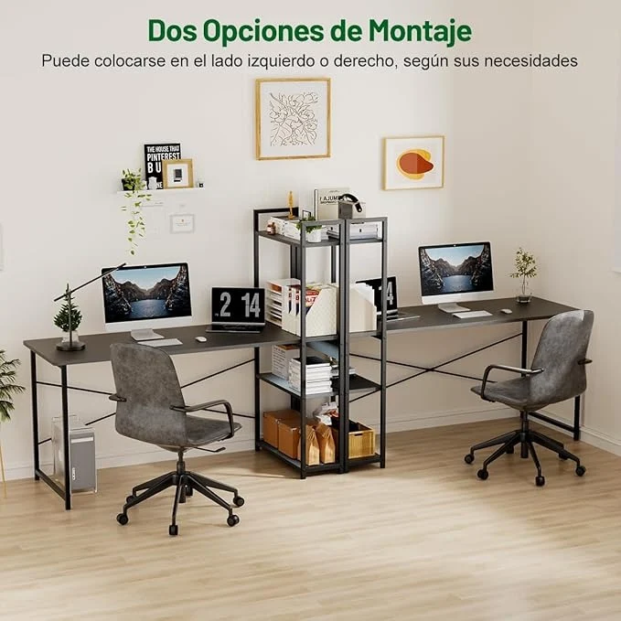 Escritorio Minimalista de Madera 120×60 cm con Repisas | Escritorio de Oficina XXL para Hogar u Oficina