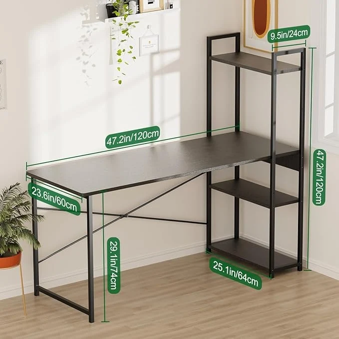 Escritorio Minimalista de Madera 120×60 cm con Repisas | Escritorio de Oficina XXL para Hogar u Oficina