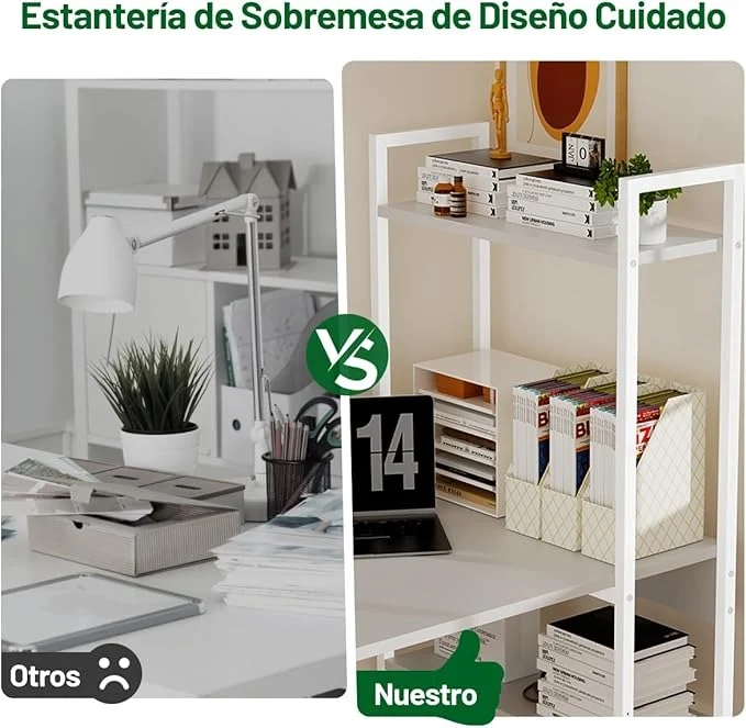 Escritorio Minimalista de Madera 120×60 cm con Repisas | Escritorio de Oficina XXL para Hogar u Oficina