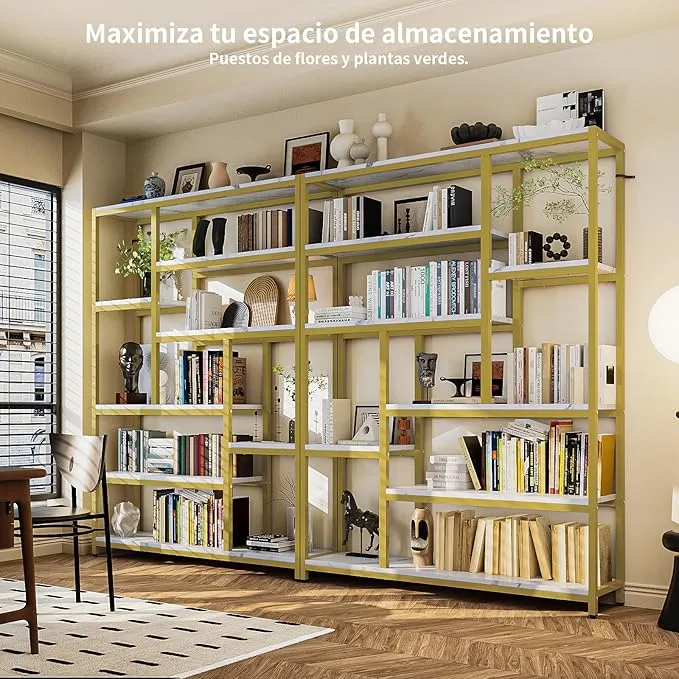 Librero de Madera Minimalista de 8 Niveles – Organizador Abierto de 180 cm para Sala u Oficina en Casa