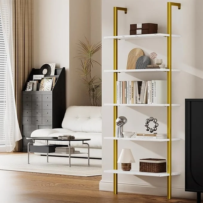 Librero de Pared de 5 Niveles – Estante Organizador Minimalista para Sala, Oficina y Recámara