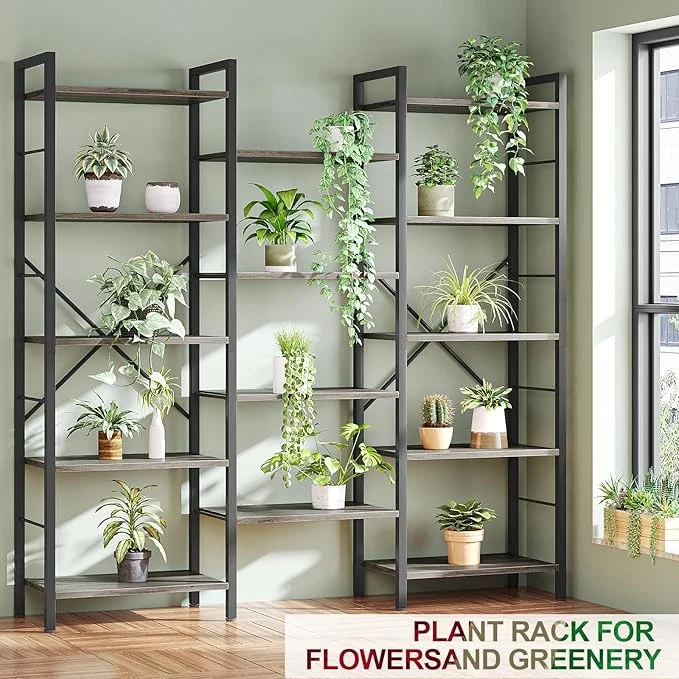 Librero Grande de 3 Columnas y 5 Niveles | Estantería de Madera Minimalista con 14 Compartimentos Abiertos – Organizador Moderno para Sala u Oficina (158×26×170 cm)