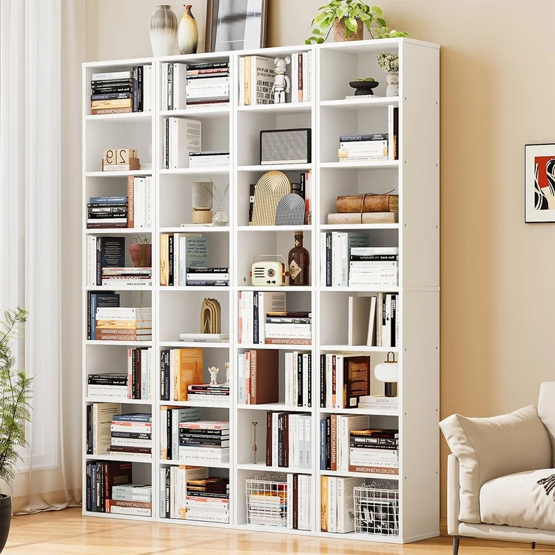 Librero Organizador de 8 Niveles, 180 cm Alto, Estilo Minimalista de Madera con Fijación a la Pared – Ideal para Sala, Cocina o Baño