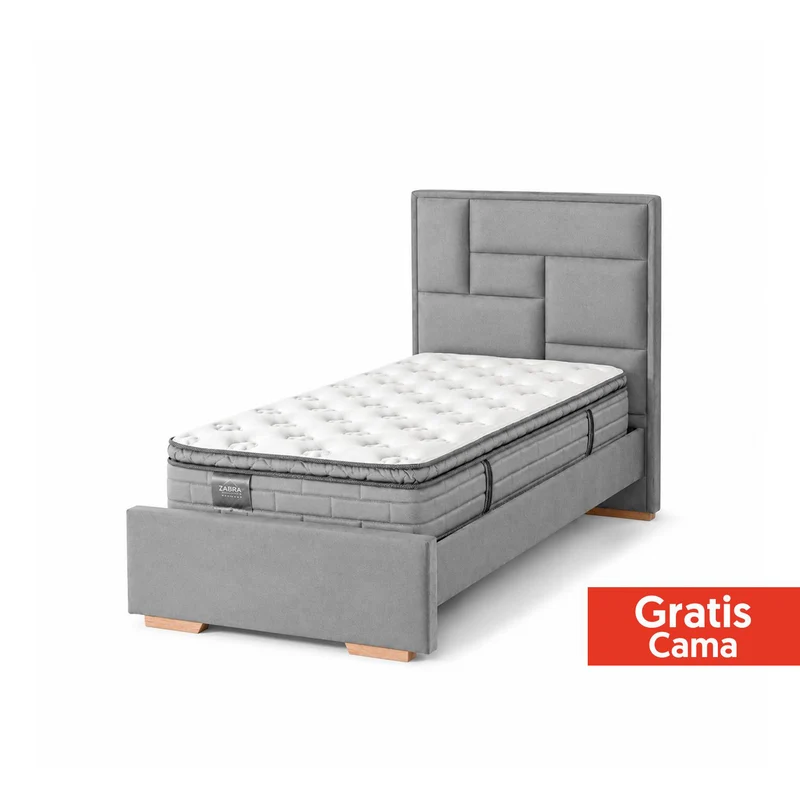 Colchón Sencillo Aurora Pillow Top + Gratis Cama Gris + 1 Almohada