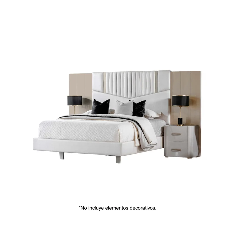 Cama King Sabina Eurolino Beige Perla, White, Champaña*