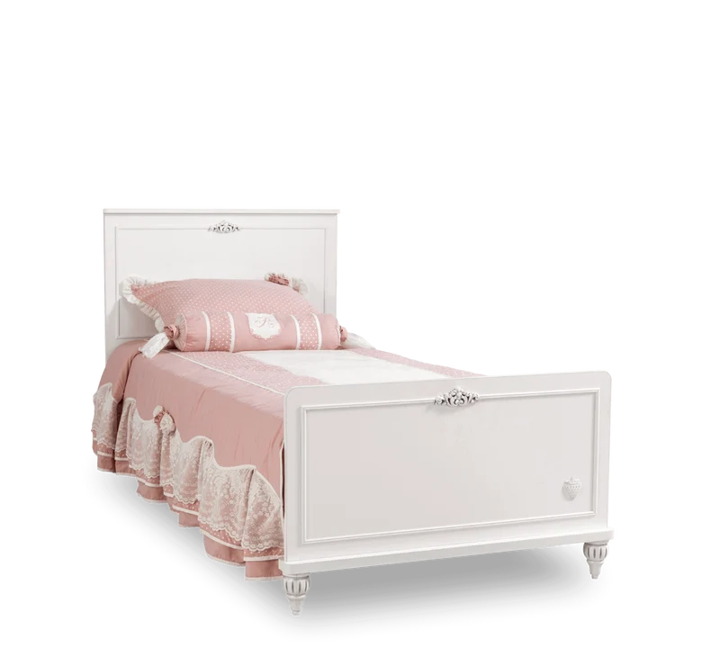 Letto Romantica Bianco 100x200 Cm con Design Elegante e Stile Rustico per Bambini Fiabesco
