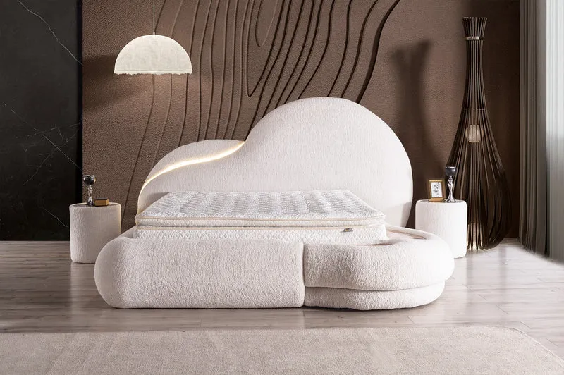 Letto Matrimoniale Atlantic con Design Asimmetrico e Luce LED Integrata