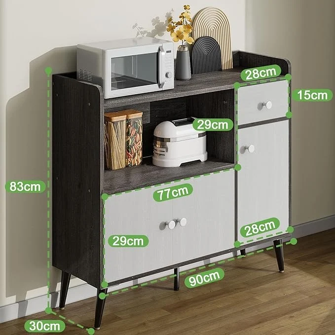 Mueble Multiusos Moderno – Cocina, Sala o Recámara, con Cajones y Puertas, Estilo Elegante, 90x30x83 cm