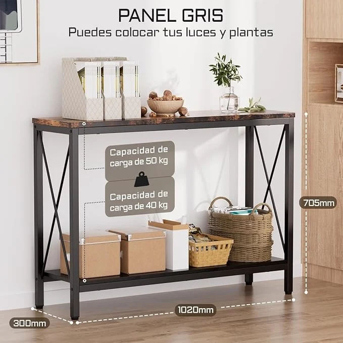 Credenza Recibidor Moderno – Mueble Vintage con Particiones Dobles, Estilo Madera, 102x30x70.5 cm