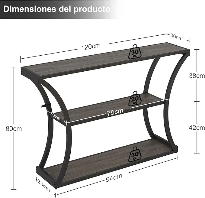 Simple Wisdom Credenza 120CM – Mesa de Entrada Minimalista con 2 Cajones, Ideal para Recibidor, Pasillos y Salones
