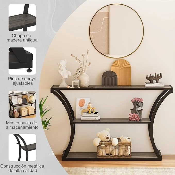 Simple Wisdom Credenza 120CM – Mesa de Entrada Minimalista con 2 Cajones, Ideal para Recibidor, Pasillos y Salones