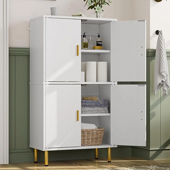Simple Hogar Gabinete de Baño 5 Niveles con Estantes Ajustables y Patas Doradas – Organizador para Baño, Sala o Dormitorio