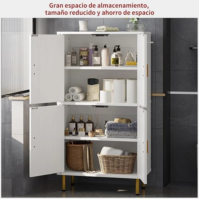 Simple Hogar Gabinete de Baño 5 Niveles con Estantes Ajustables y Patas Doradas – Organizador para Baño, Sala o Dormitorio