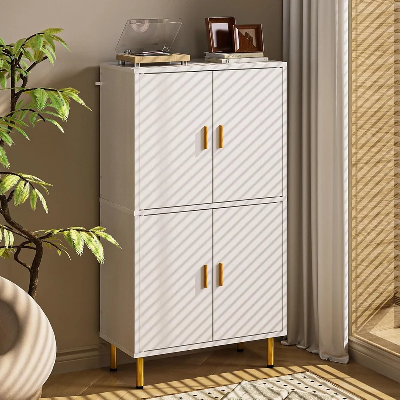 Simple Hogar Gabinete de Baño 5 Niveles con Estantes Ajustables y Patas Doradas – Organizador para Baño, Sala o Dormitorio