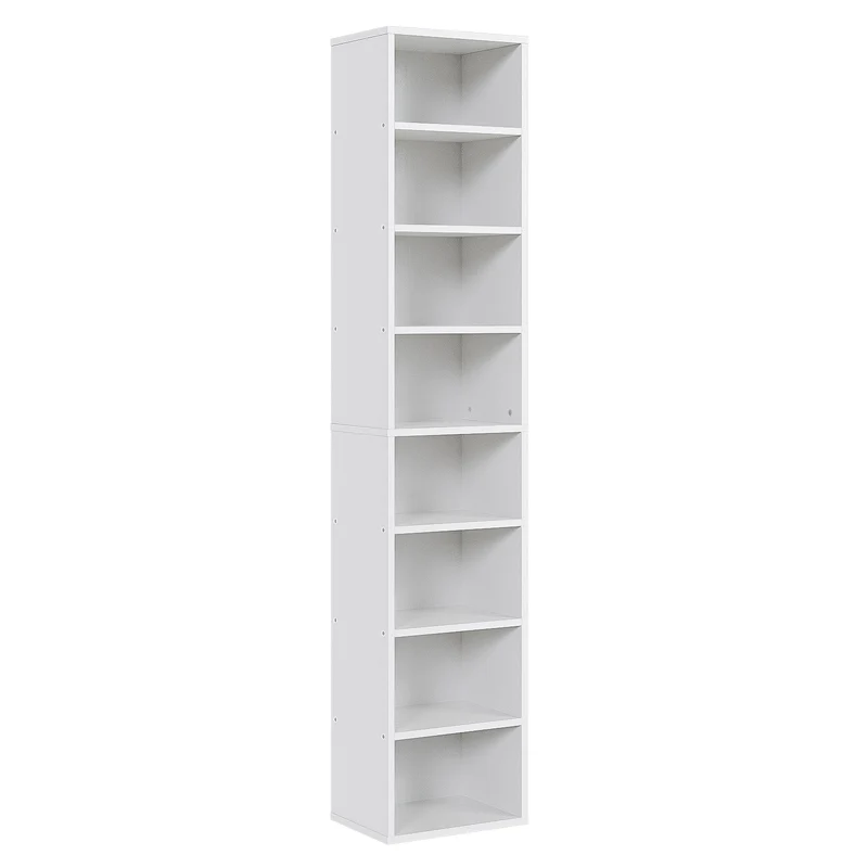 Biblioteca Alta 8 Niveles 180cm – Estantería Minimalista de Madera con Soporte de Pared, Ideal para Sala, Cocina y Baño