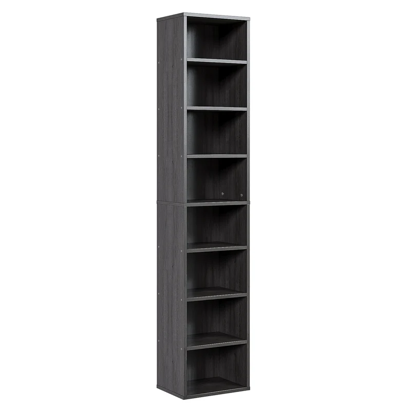 Biblioteca Alta 8 Niveles 180cm – Estantería Minimalista de Madera con Soporte de Pared, Ideal para Sala, Cocina y Baño
