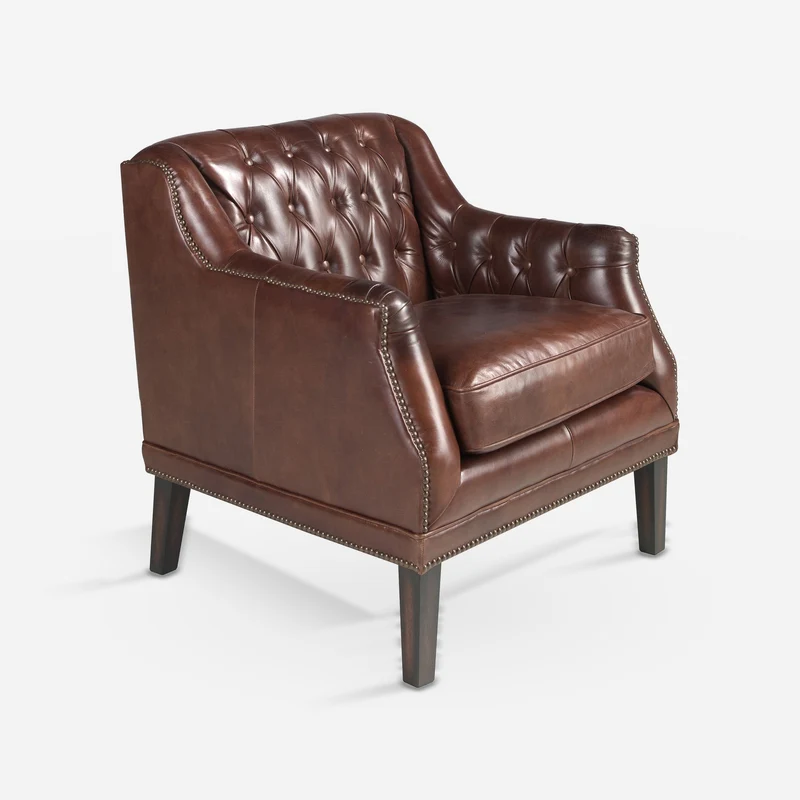 Chesterfield armchair in cognac brown leather