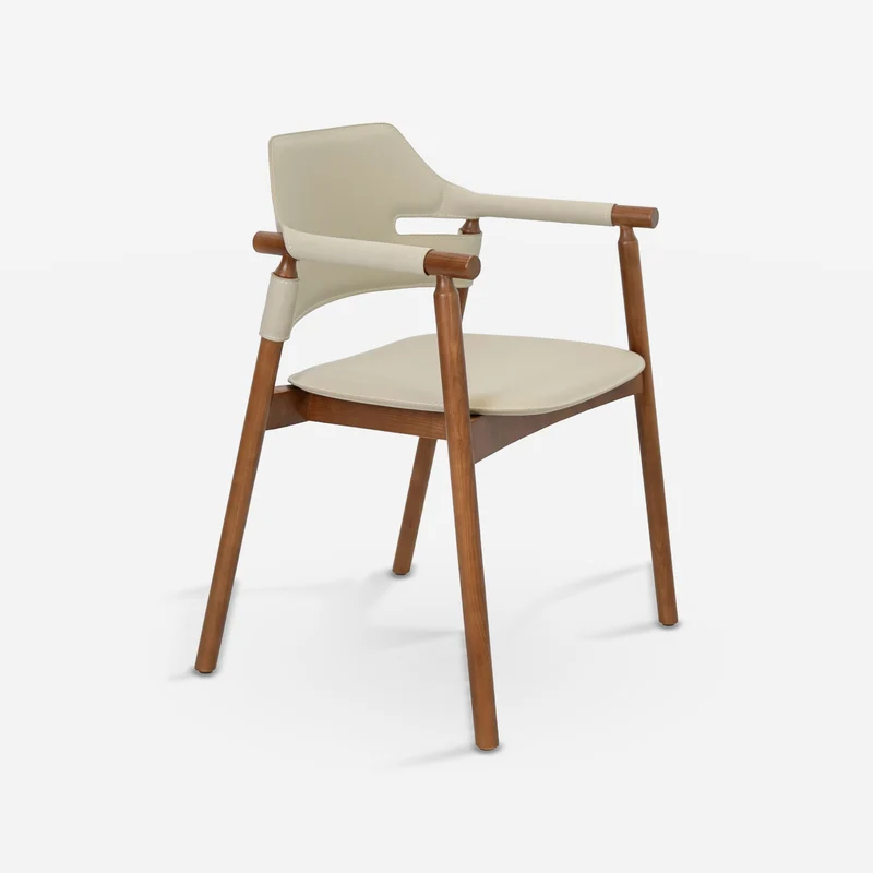 Dining chair in sand bonded leather