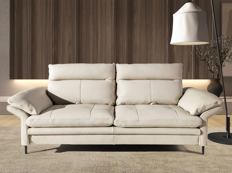3-seater sofa in taupe grey leather