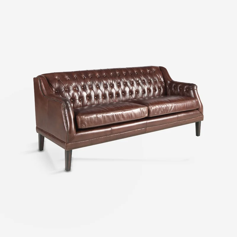 Chesterfield 3-seater sofa in cognac brown leather