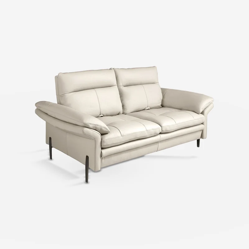 2-seater sofa in taupe grey leather