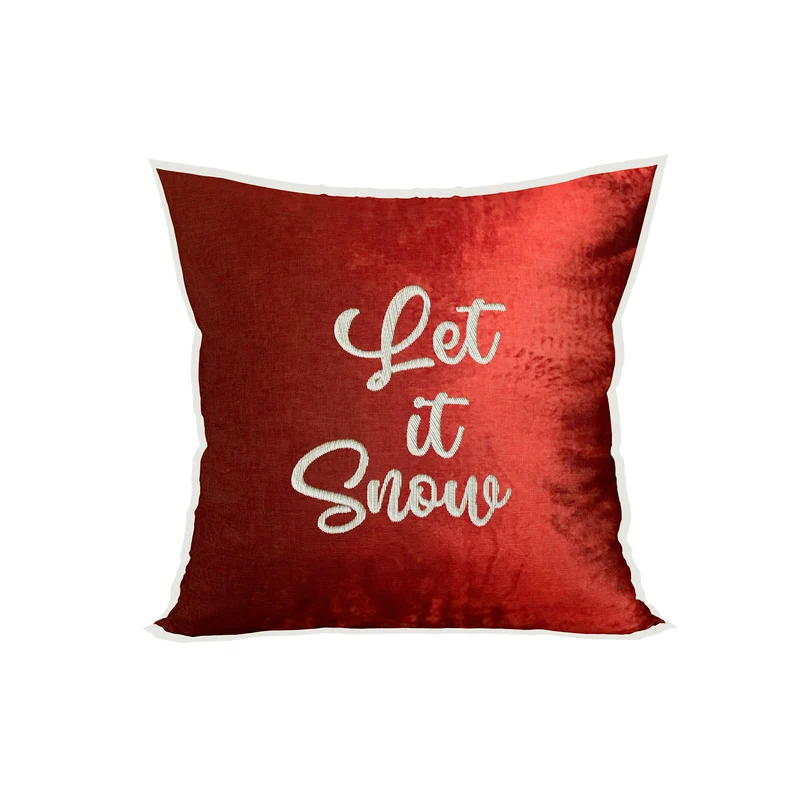 Cojín 45X45 Rojo Bordado Let It Snow