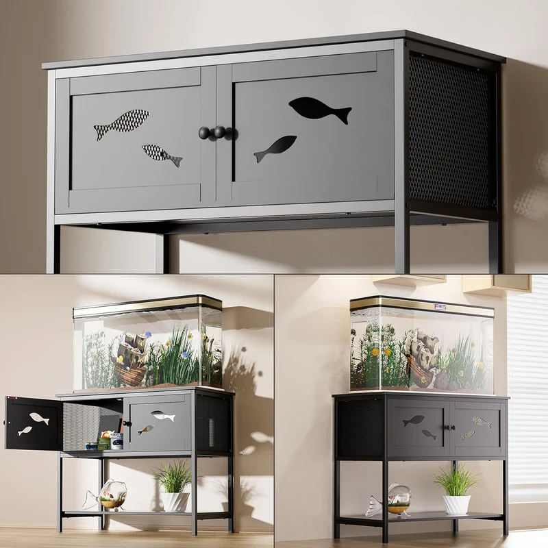 Base para Acuario, Soporte para Pecera, Base para Tanque de 40 Galones, Soporte de Acuario Negro de Moda con Gabinete (36.6" L x 18.5" W x 31.5" H)