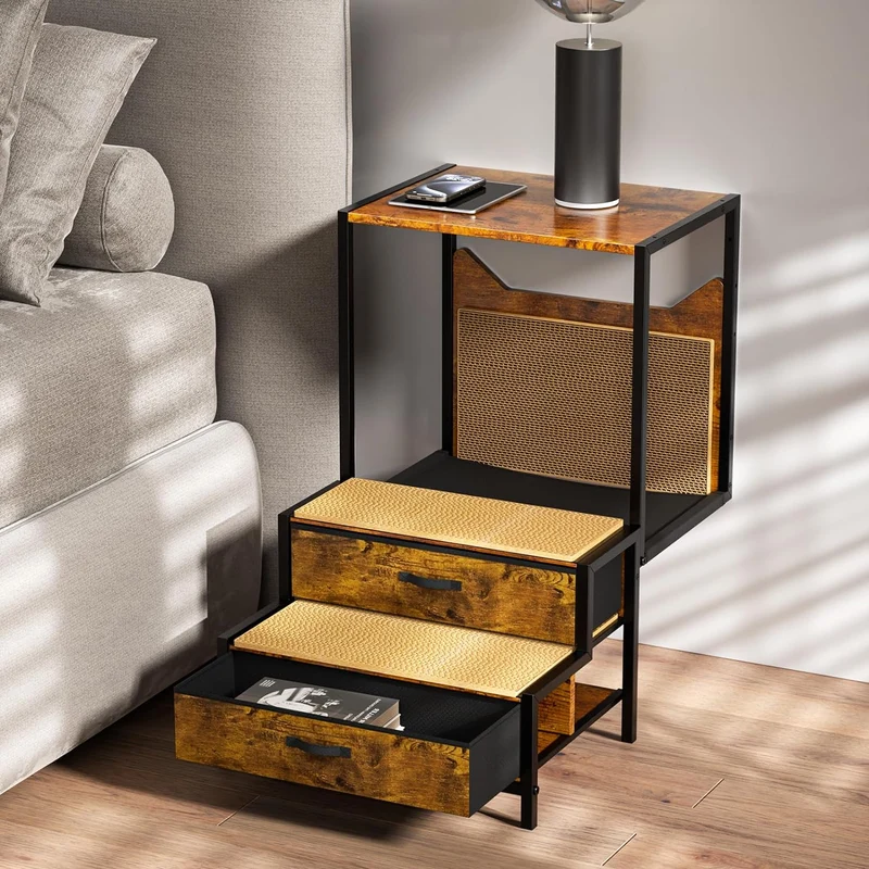 Percha para Ventana de Gato con Escalera – Mueble para Gatos, Montable en Pared o Uso en Piso, con Rascador y Tapetes para Junto a la Cama